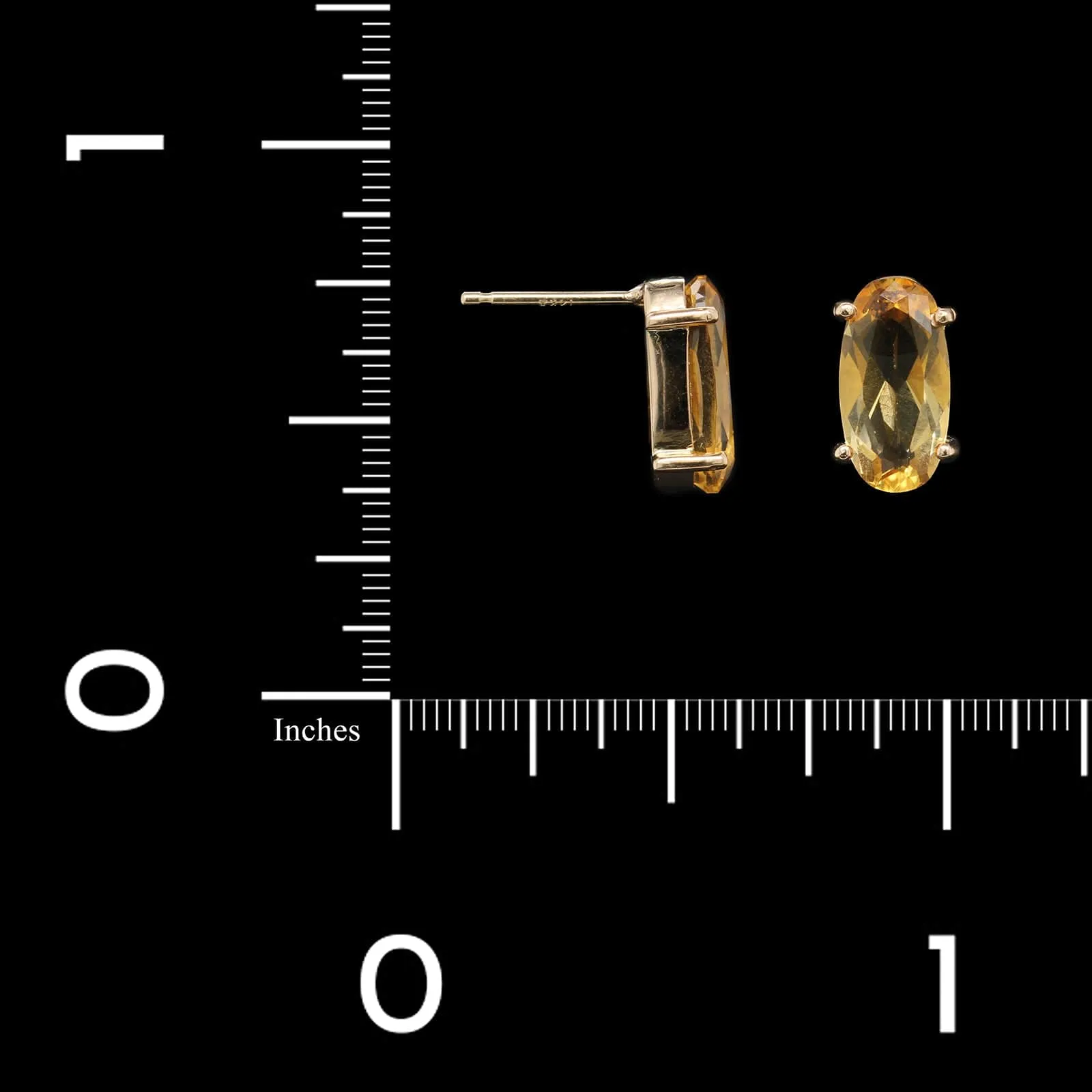 14K Yellow Gold Estate Citrine Stud Earrings