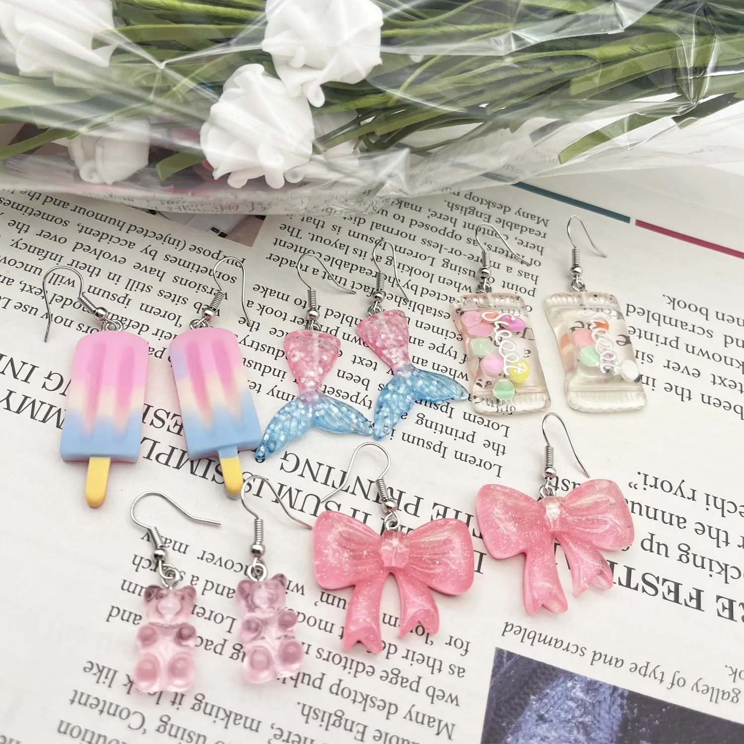 28/30 Pairs Funny Weird Cute Earrings Earrings (Or Clips) for Women Including Kawaii Fun Unique Cool Quirky Animal Food Fruit Duck Mushroon Flowers Bear Summer Shell Aesthetic Earrings For Women