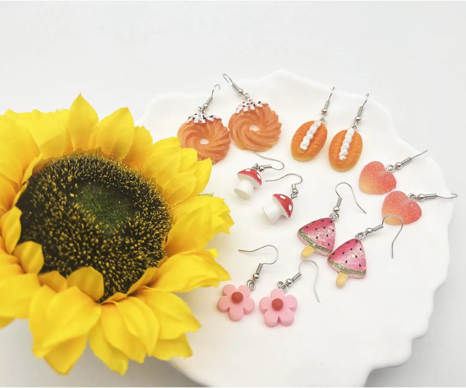 28/30 Pairs Funny Weird Cute Earrings Earrings (Or Clips) for Women Including Kawaii Fun Unique Cool Quirky Animal Food Fruit Duck Mushroon Flowers Bear Summer Shell Aesthetic Earrings For Women