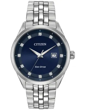 Citizen Eco-Drive Mens Corso - Stainless Steel - Diamonds - Blue - Bracelet Citizen Eco-Drive Mens Corso - Stainless Steel - Diamonds - Blue - Bracelet