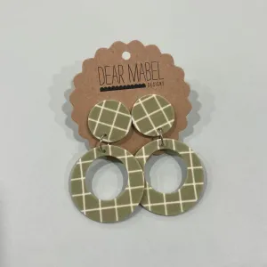 Dear Mabel Handmade - Green Check Earrings*