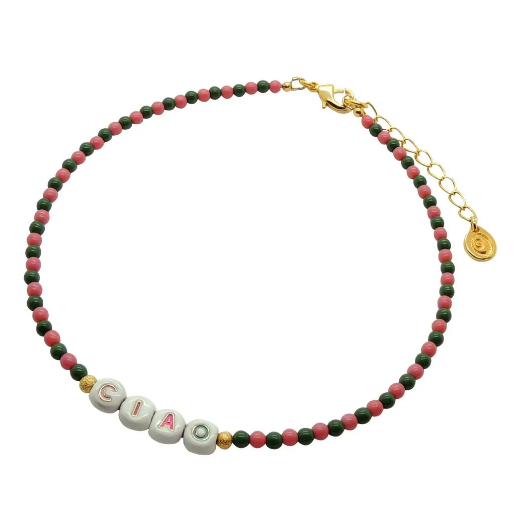 Enamel Personalised Name Two Tone Glass Bead Choker