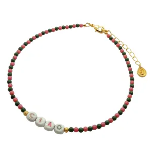 Enamel Personalised Name Two Tone Glass Bead Choker