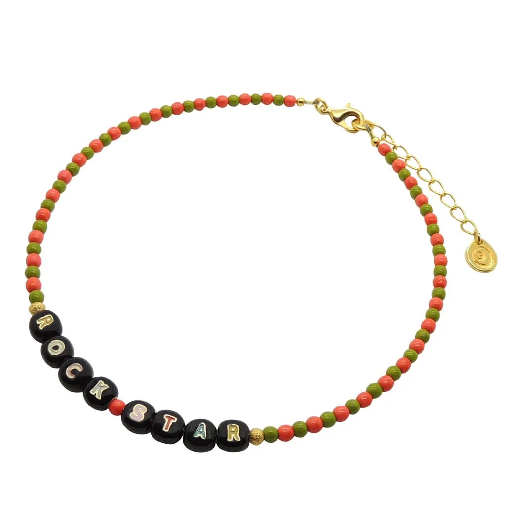 Enamel Personalised Name Two Tone Glass Bead Choker