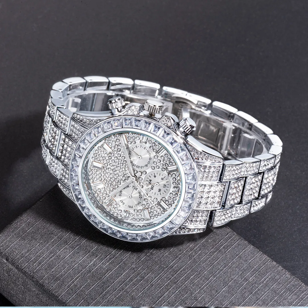 Fashion Full Diamond Luxury Ice Out Quartz Watch