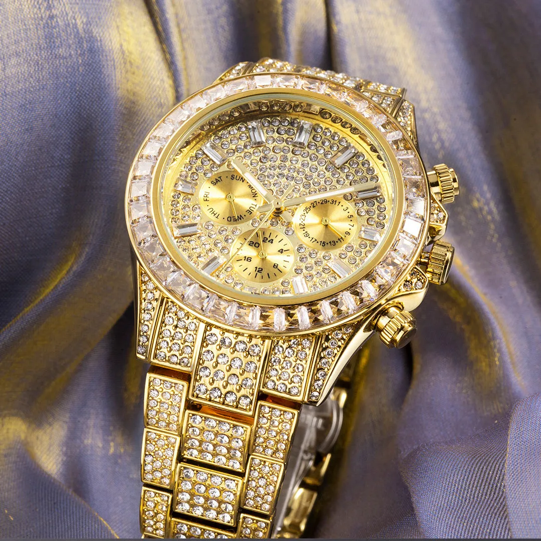 Fashion Full Diamond Luxury Ice Out Quartz Watch