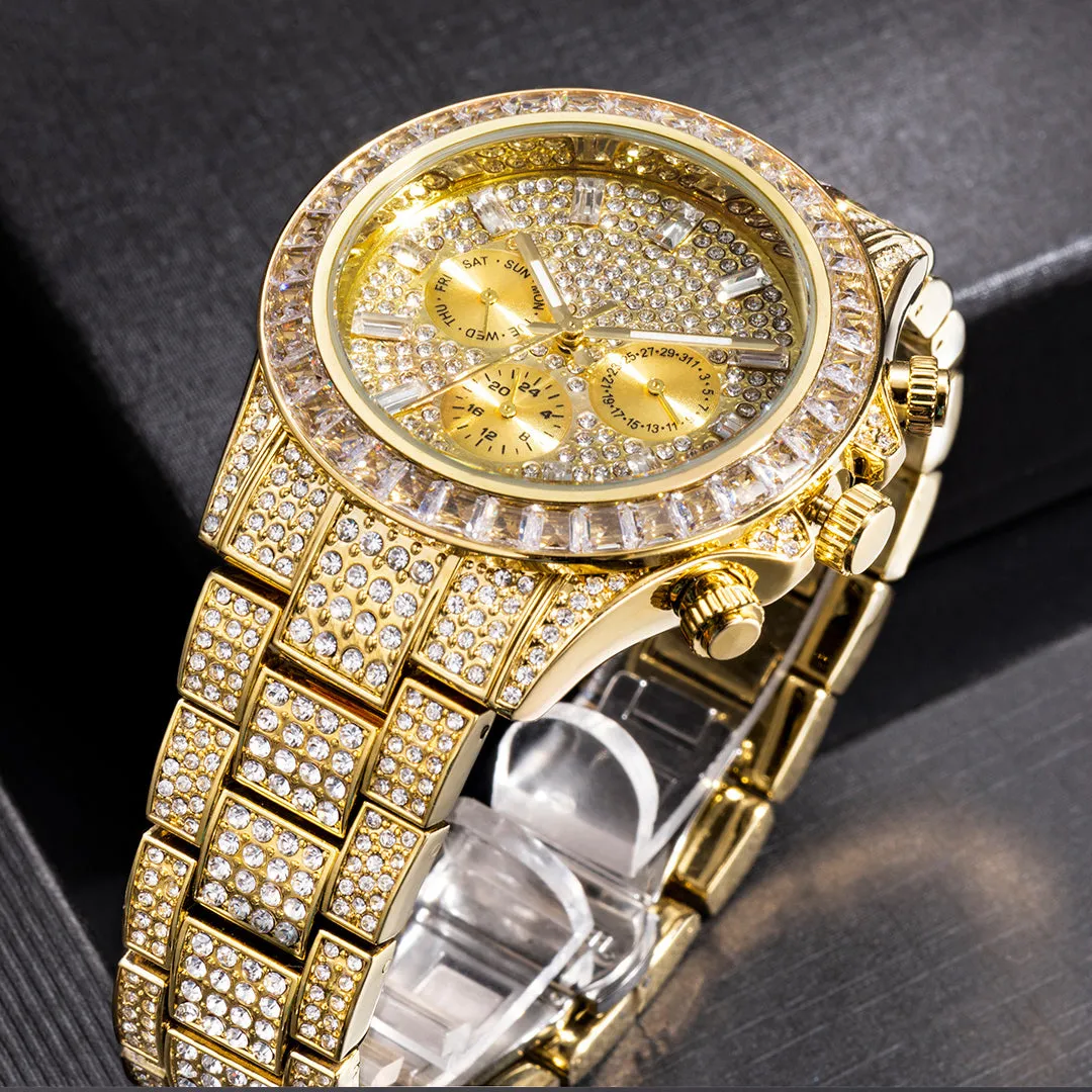 Fashion Full Diamond Luxury Ice Out Quartz Watch