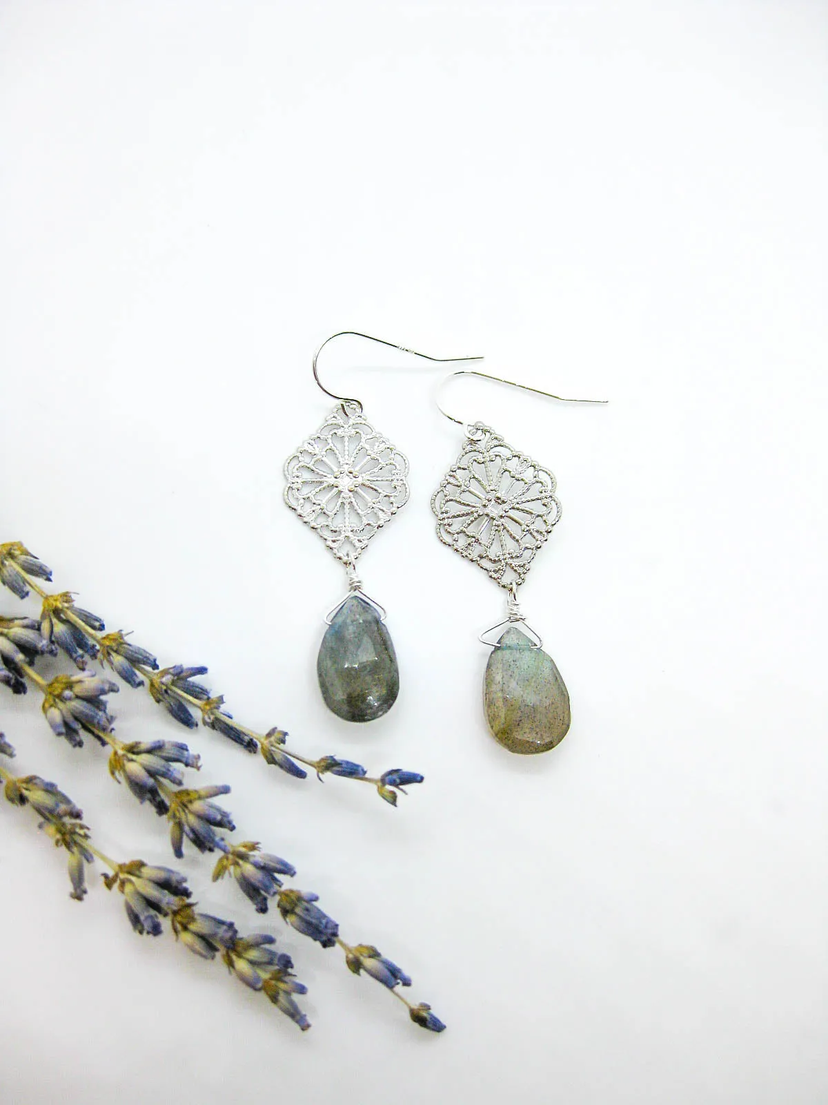 Fern: Labradorite Earrings - e483
