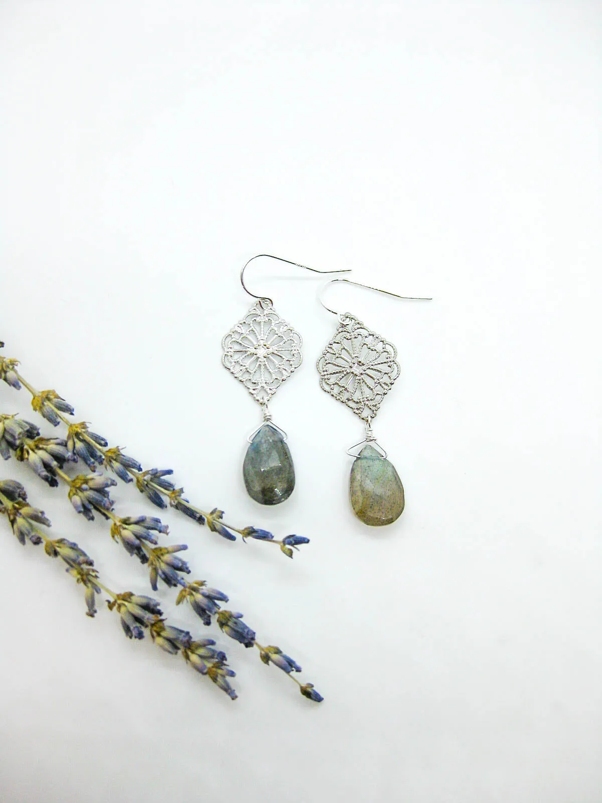 Fern: Labradorite Earrings - e483