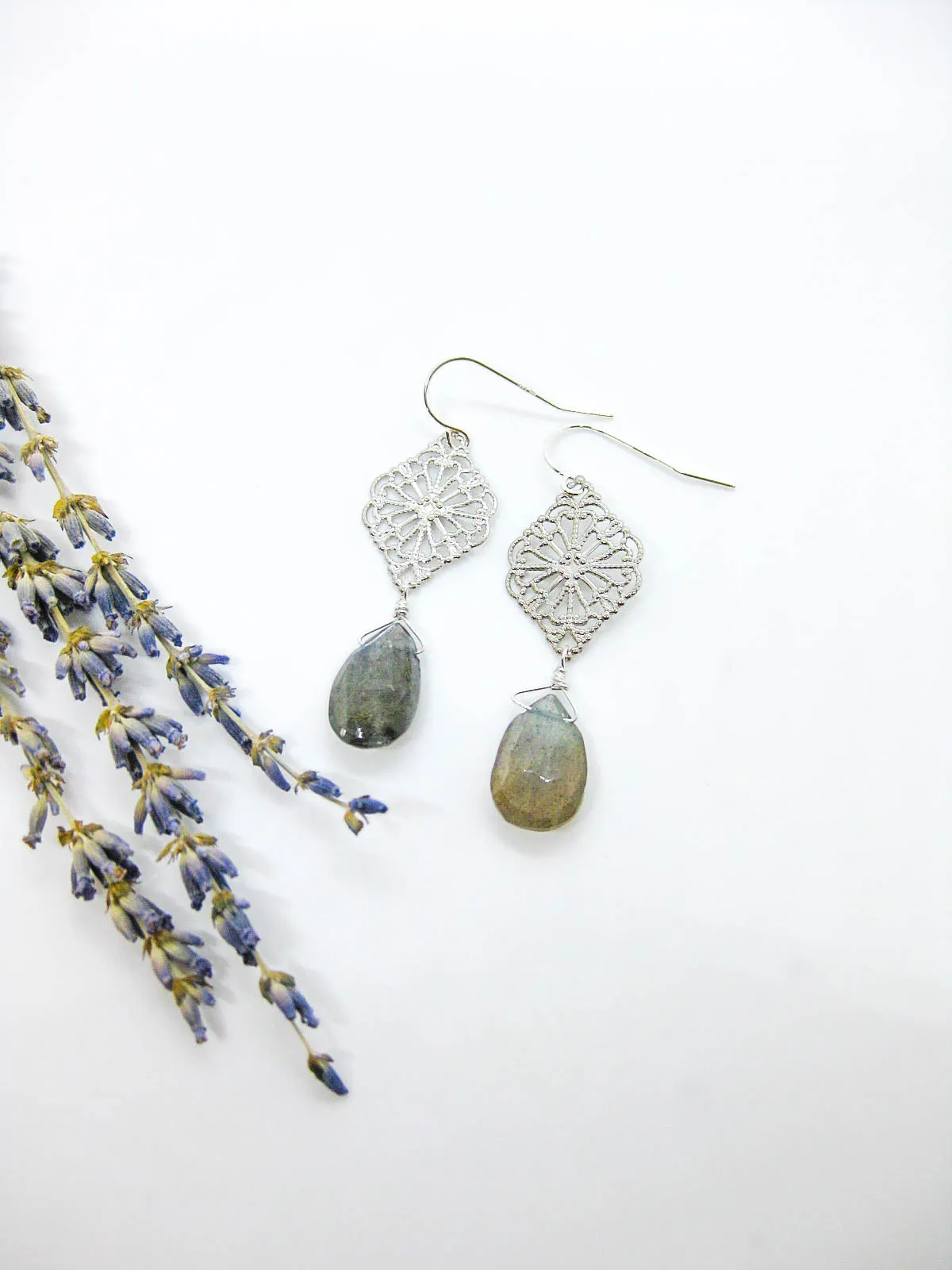 Fern: Labradorite Earrings - e483