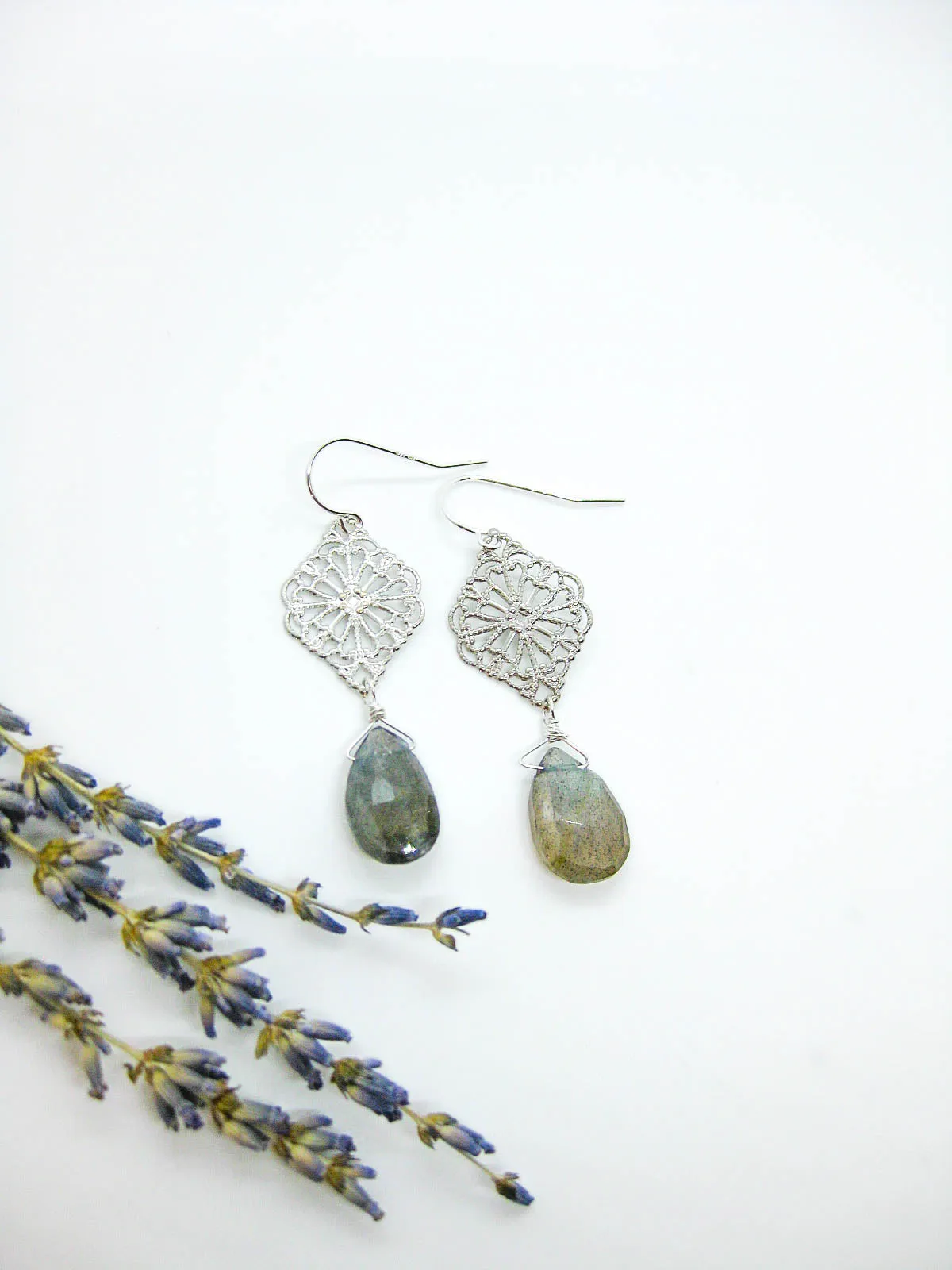 Fern: Labradorite Earrings - e483