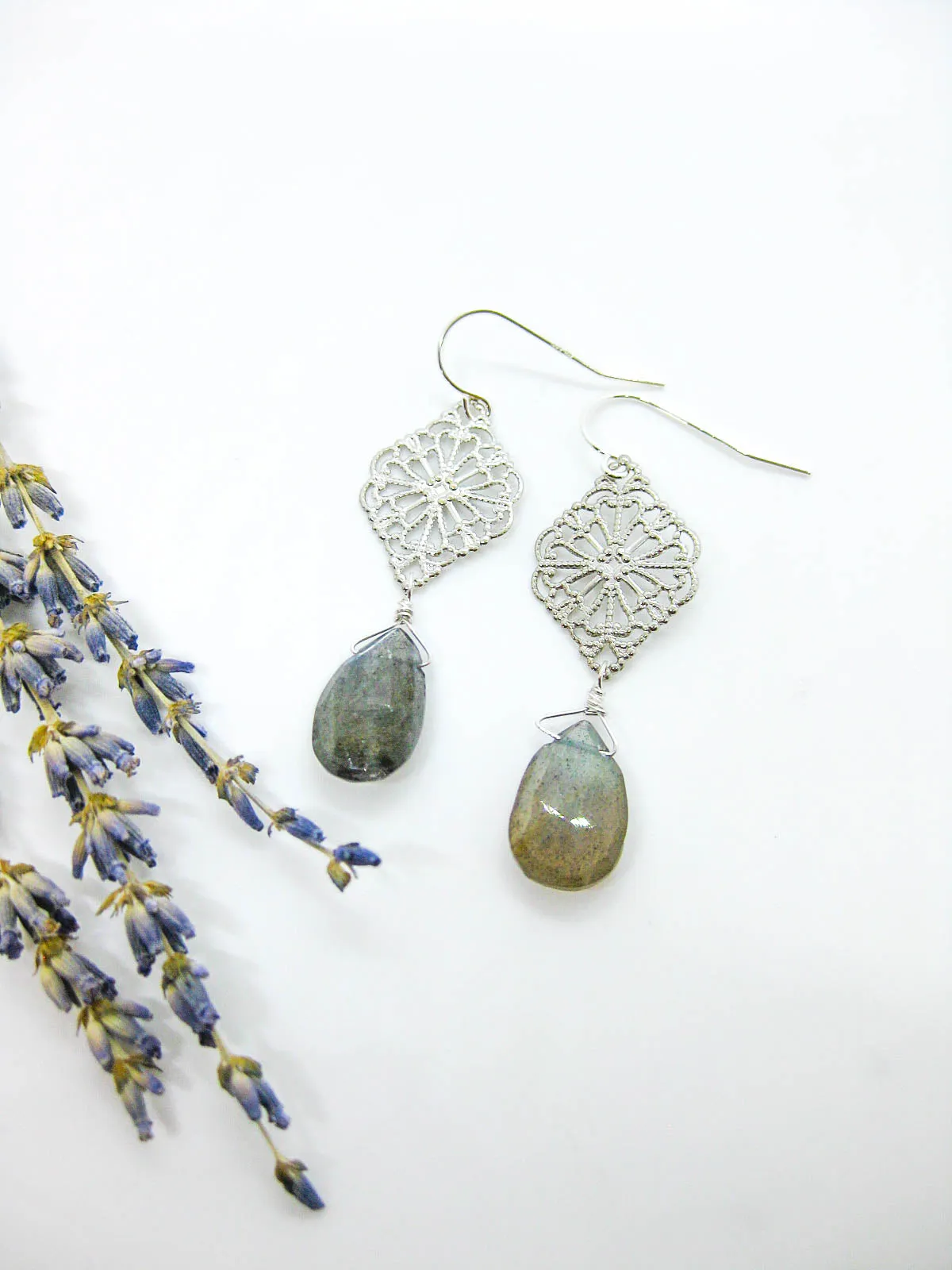 Fern: Labradorite Earrings - e483