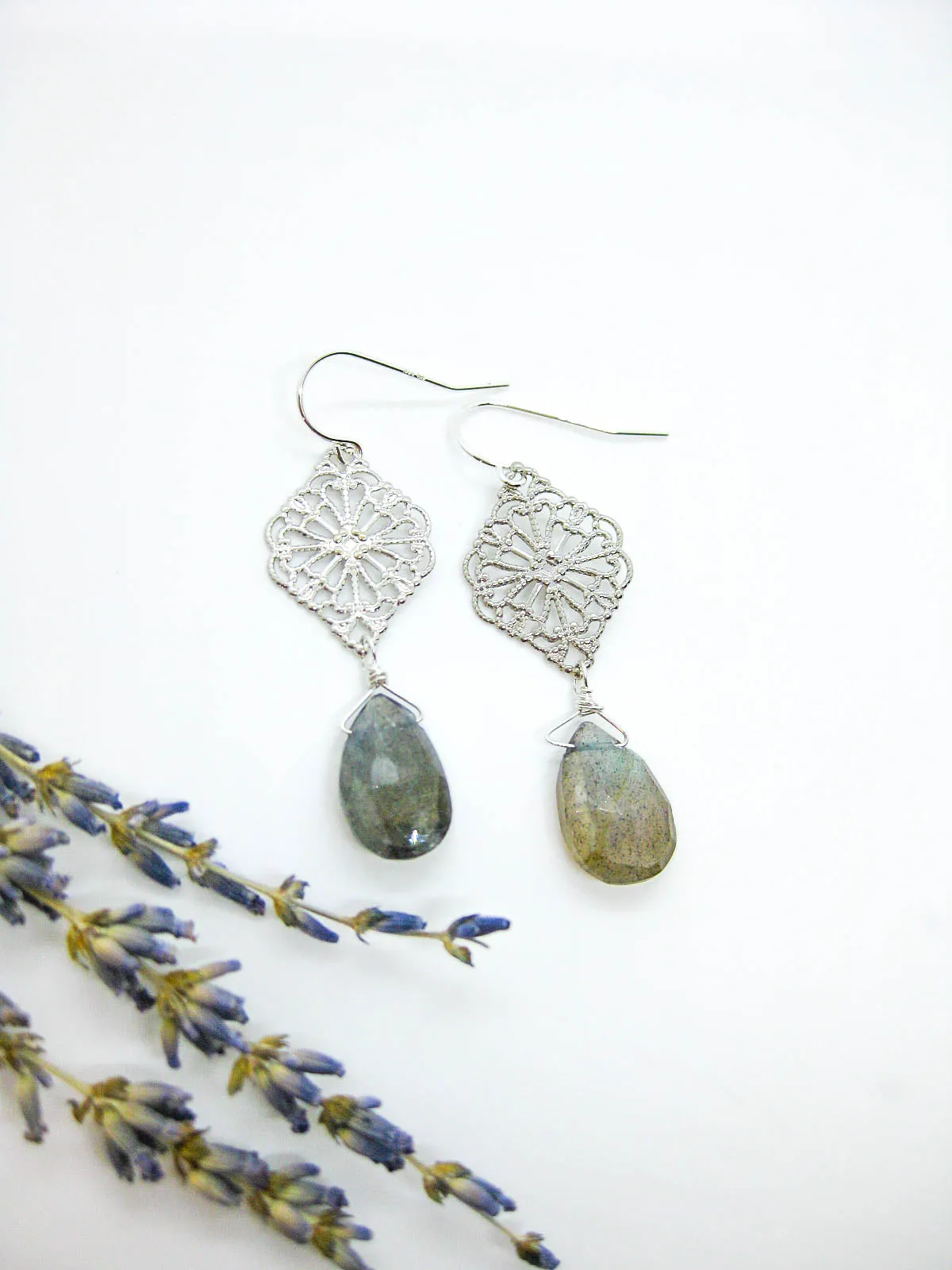 Fern: Labradorite Earrings - e483