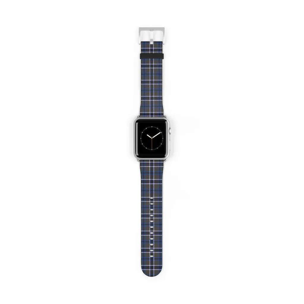 Grey Blue Tartan plaid Apple Watch Band