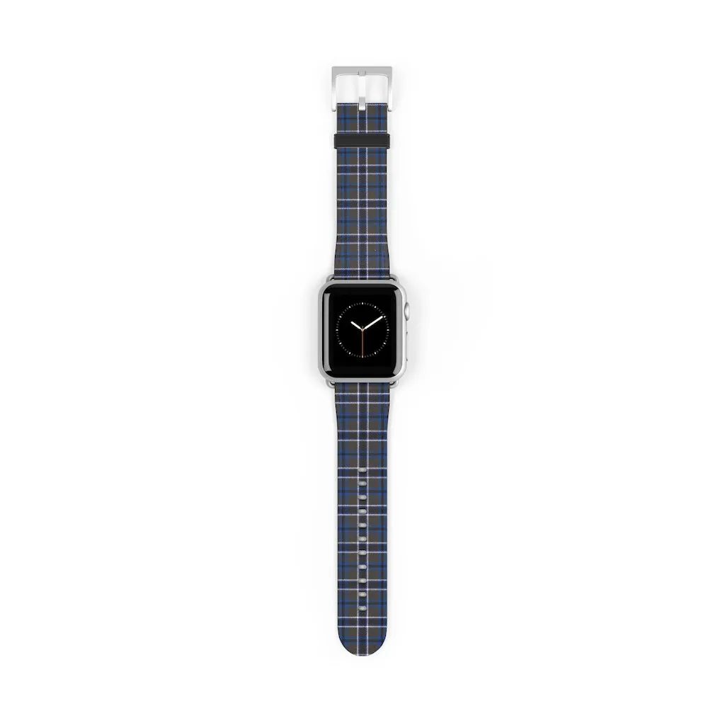 Grey Blue Tartan plaid Apple Watch Band