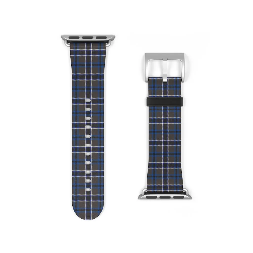 Grey Blue Tartan plaid Apple Watch Band