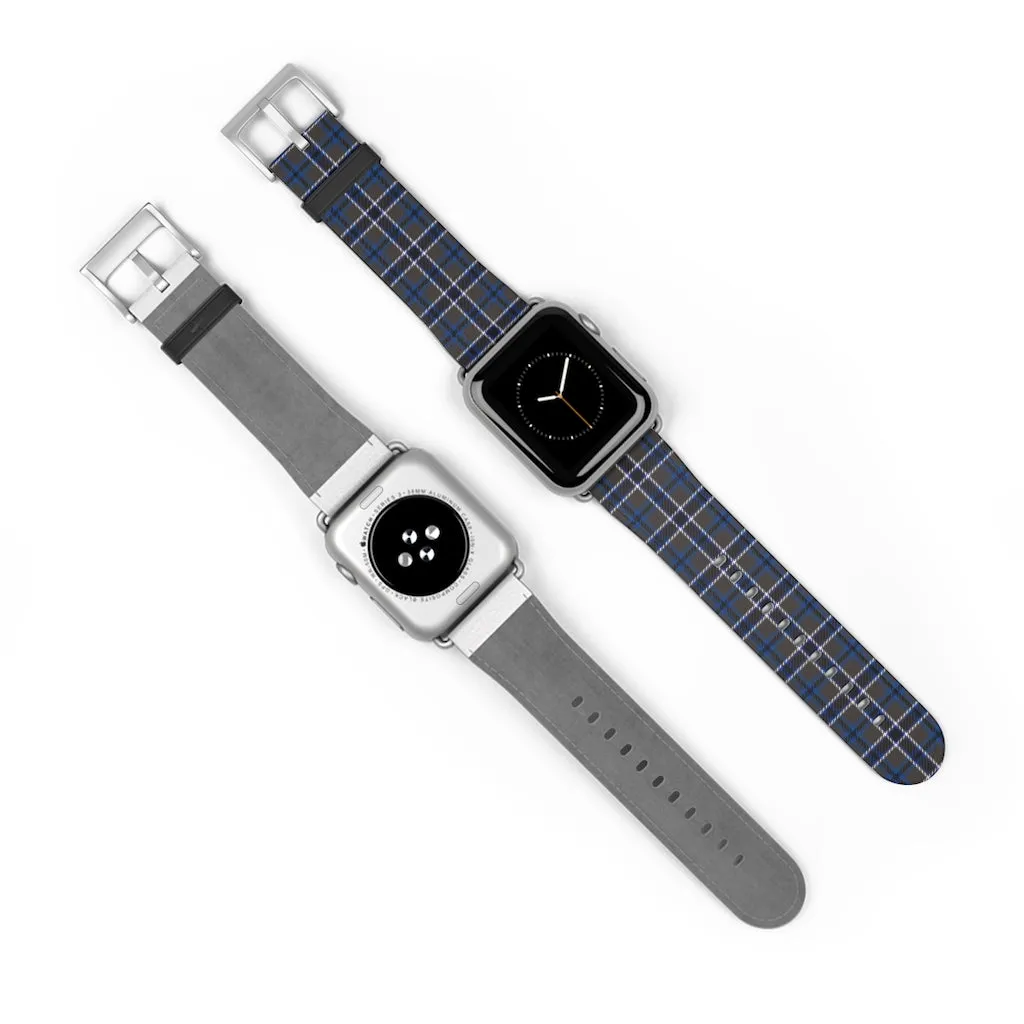 Grey Blue Tartan plaid Apple Watch Band