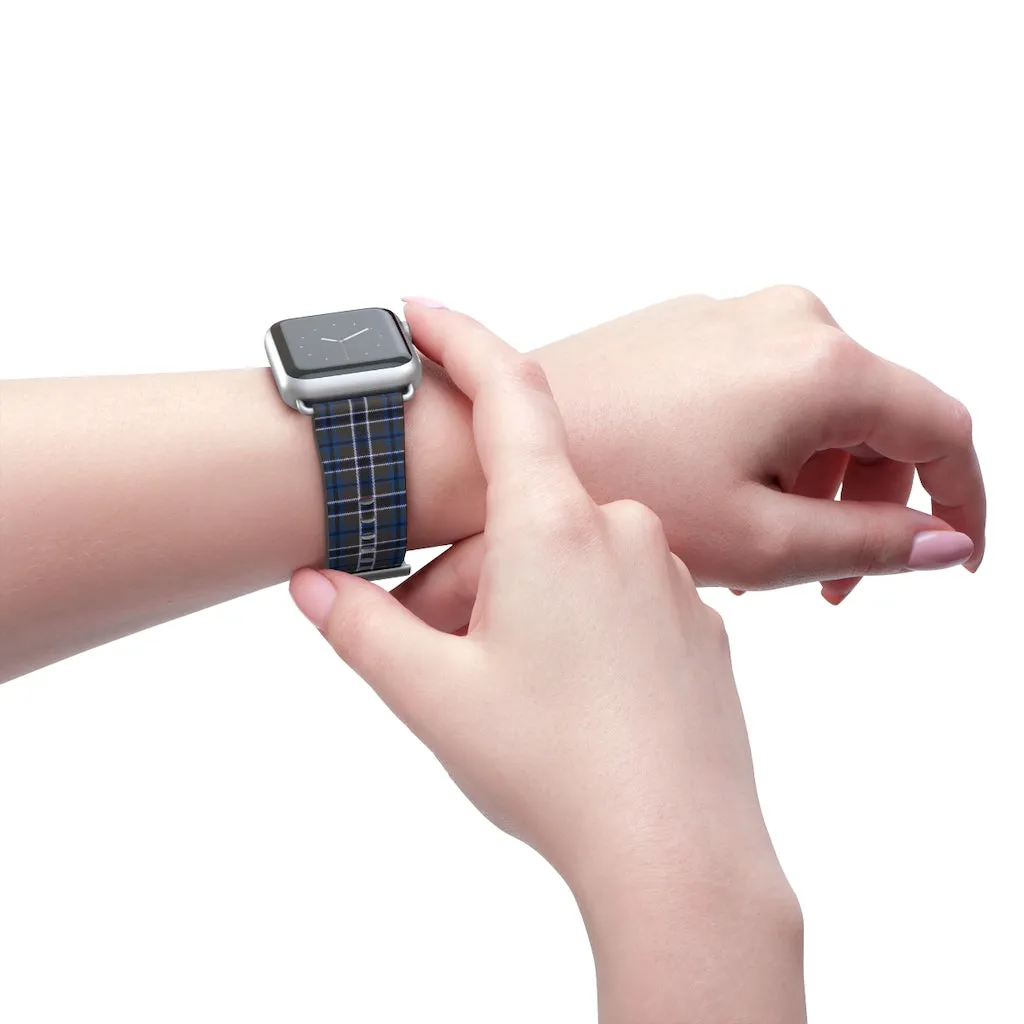 Grey Blue Tartan plaid Apple Watch Band