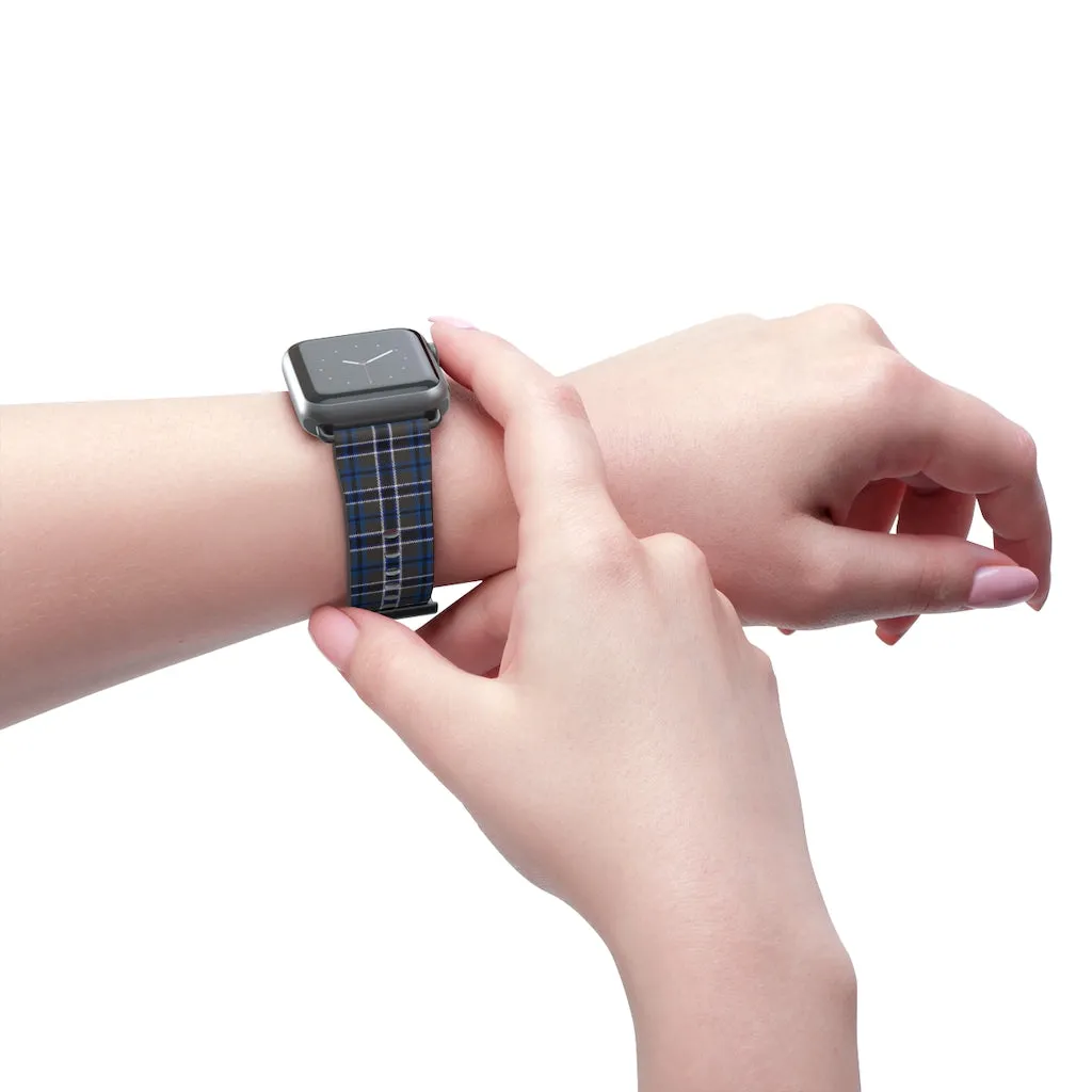 Grey Blue Tartan plaid Apple Watch Band