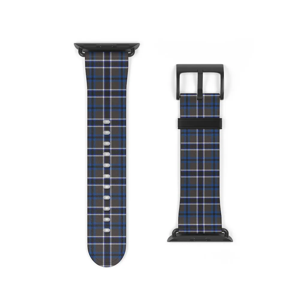 Grey Blue Tartan plaid Apple Watch Band