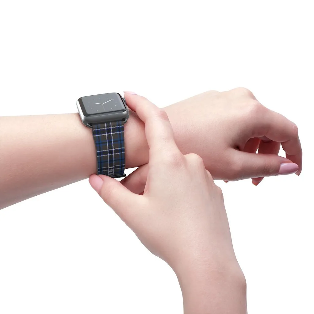 Grey Blue Tartan plaid Apple Watch Band