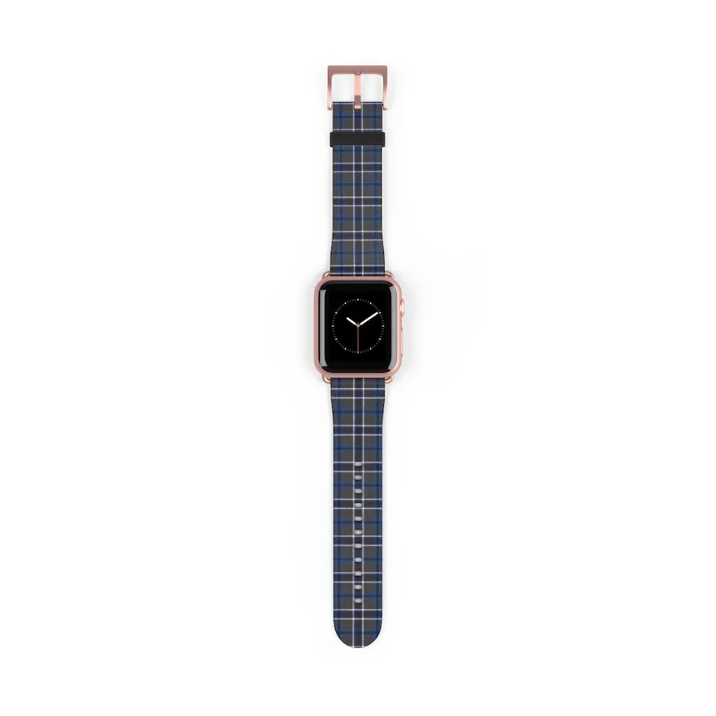 Grey Blue Tartan plaid Apple Watch Band
