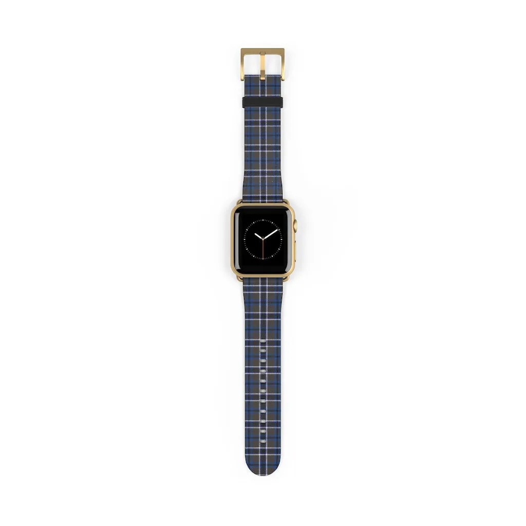 Grey Blue Tartan plaid Apple Watch Band