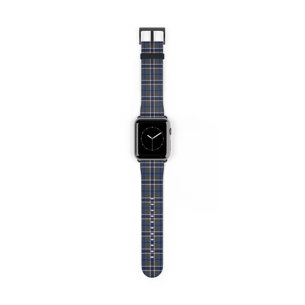 Grey Blue Tartan plaid Apple Watch Band