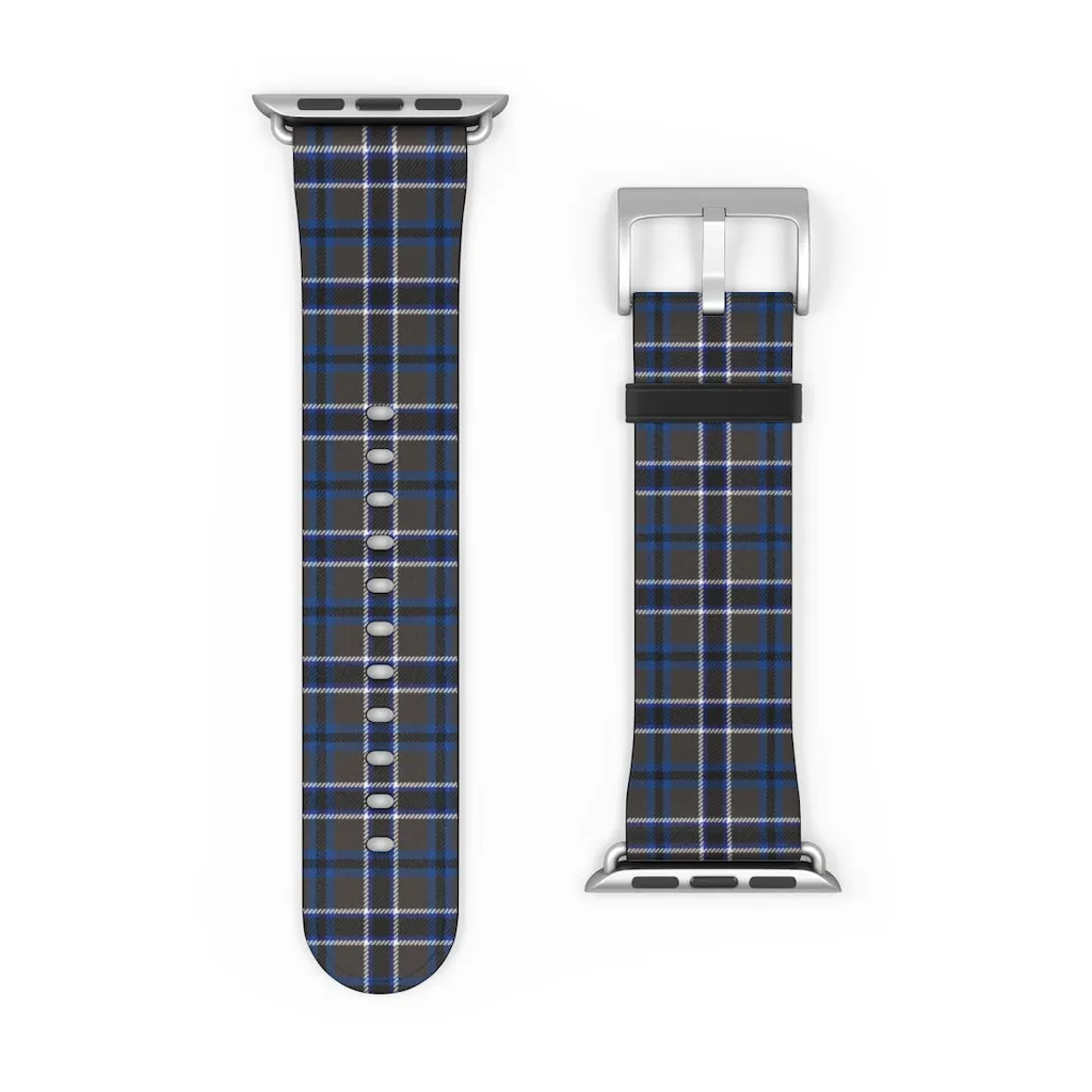 Grey Blue Tartan plaid Apple Watch Band