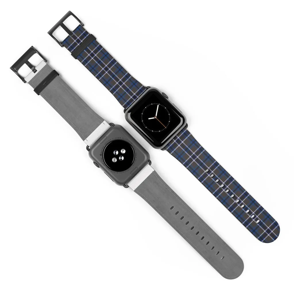 Grey Blue Tartan plaid Apple Watch Band
