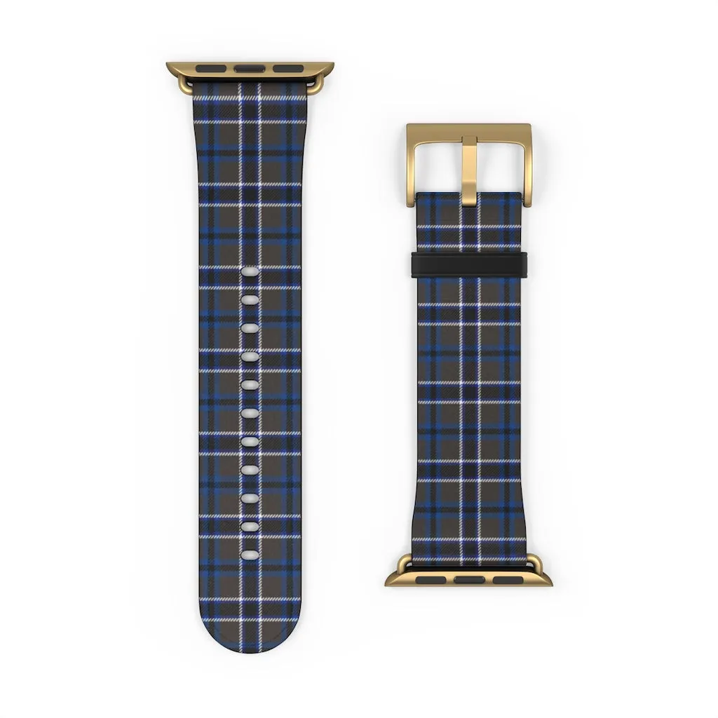 Grey Blue Tartan plaid Apple Watch Band