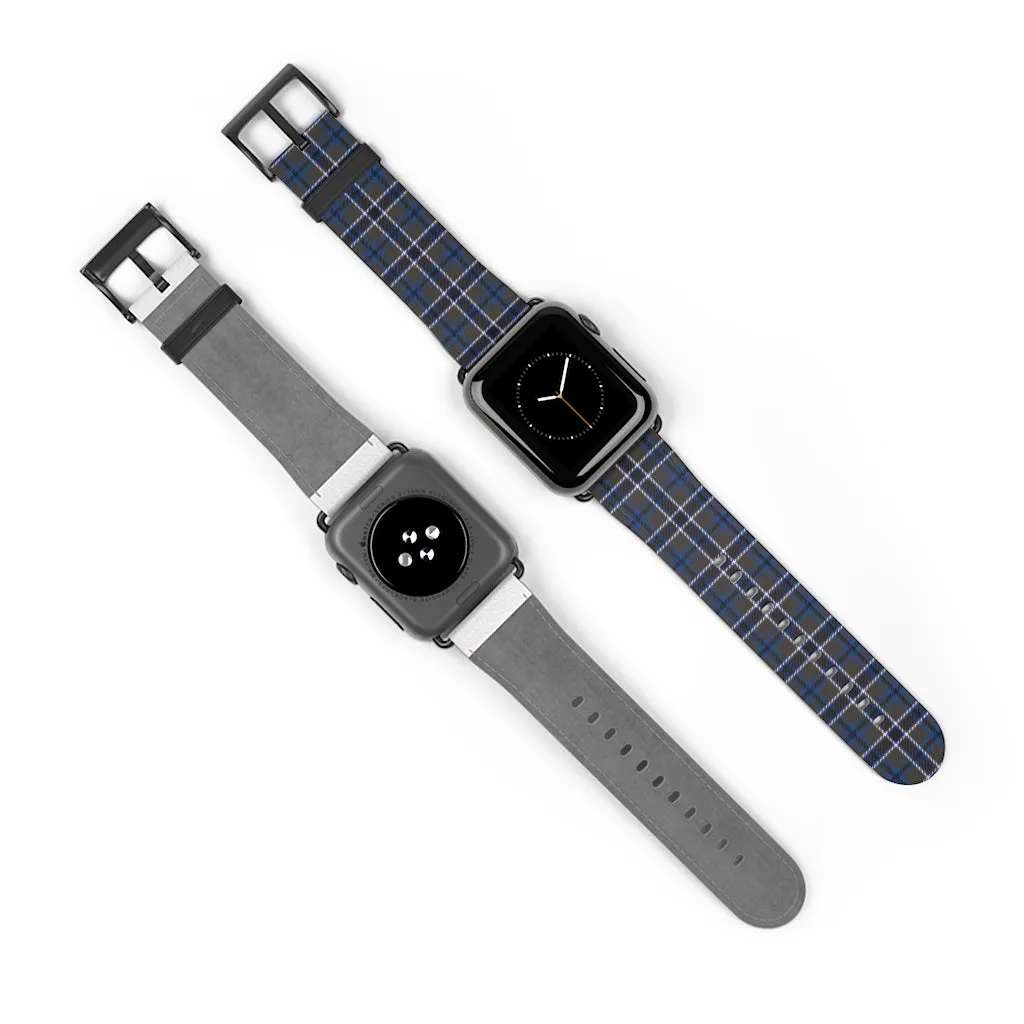 Grey Blue Tartan plaid Apple Watch Band