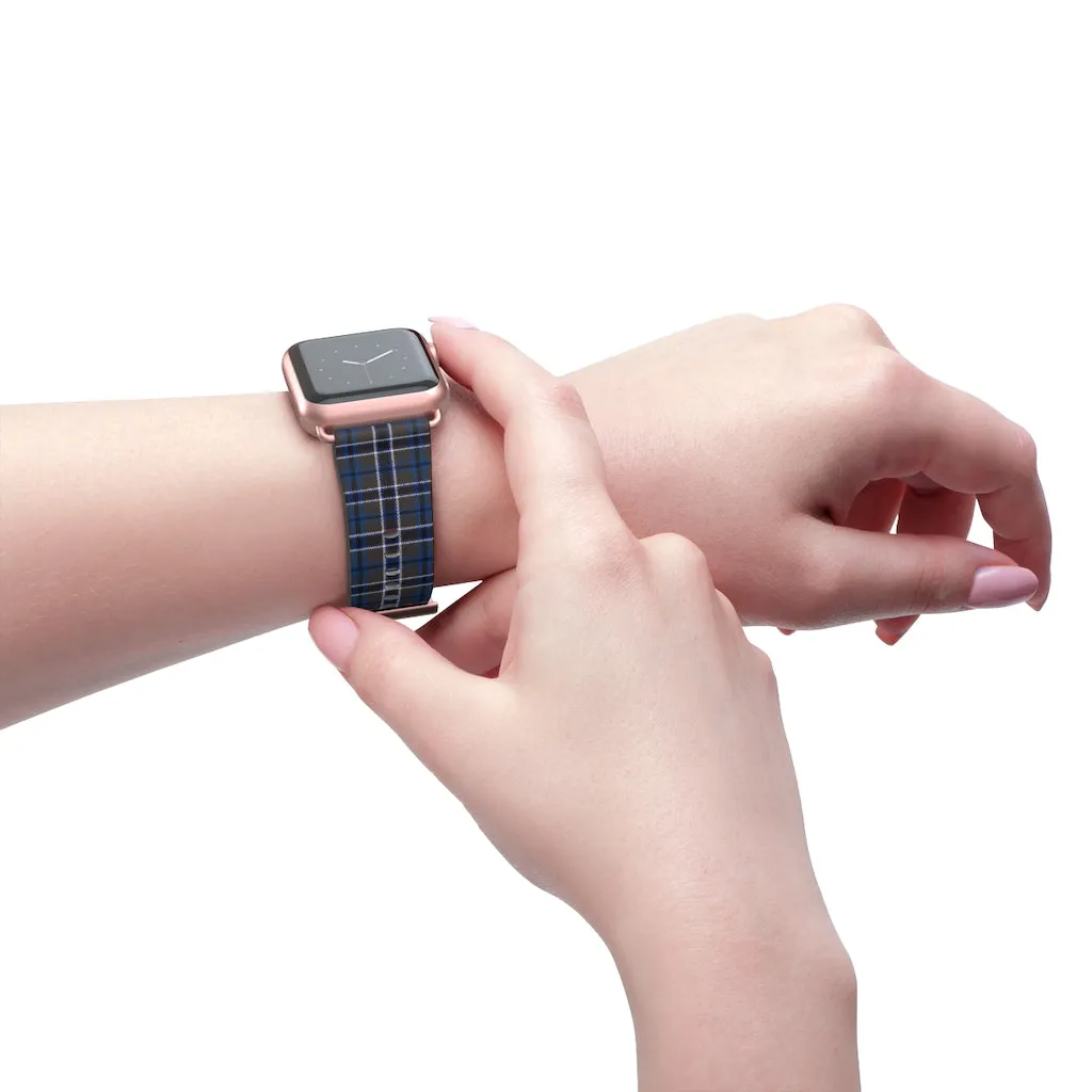 Grey Blue Tartan plaid Apple Watch Band