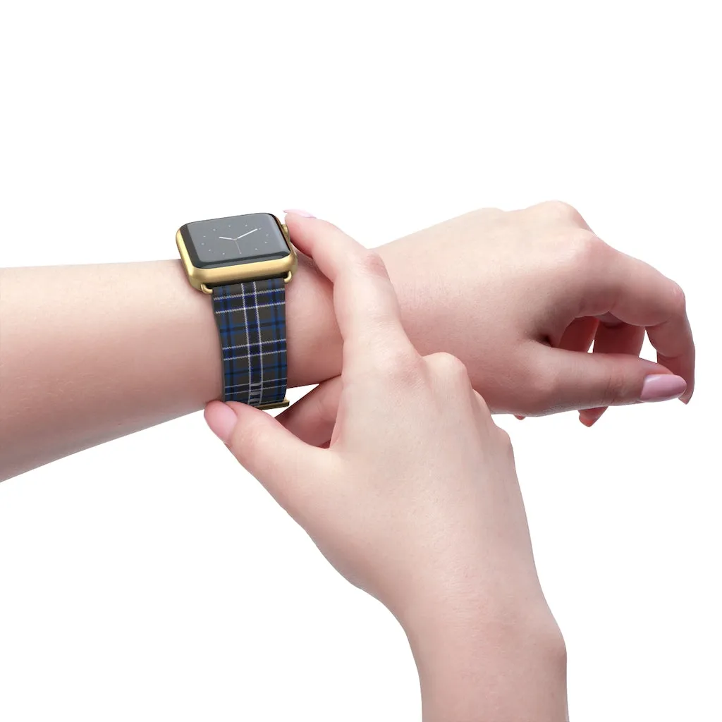 Grey Blue Tartan plaid Apple Watch Band