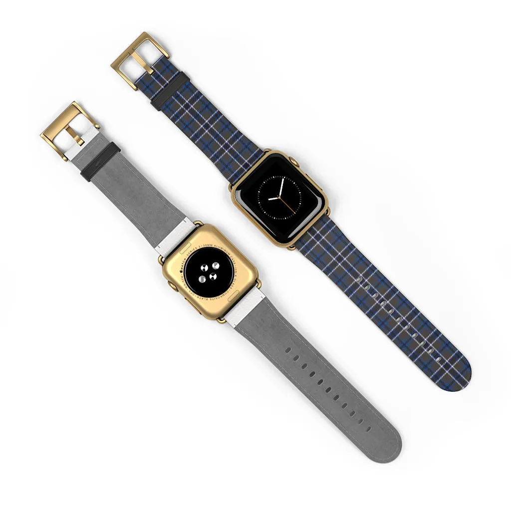 Grey Blue Tartan plaid Apple Watch Band