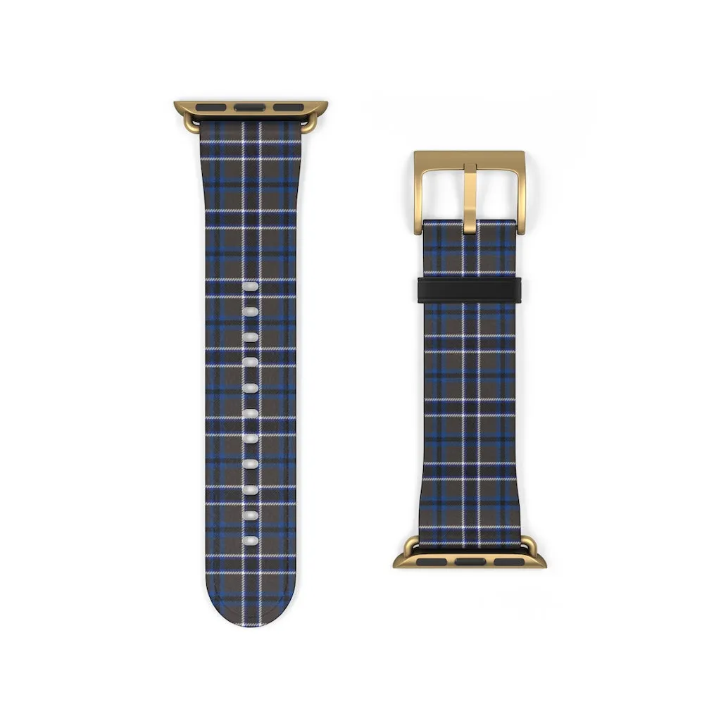 Grey Blue Tartan plaid Apple Watch Band