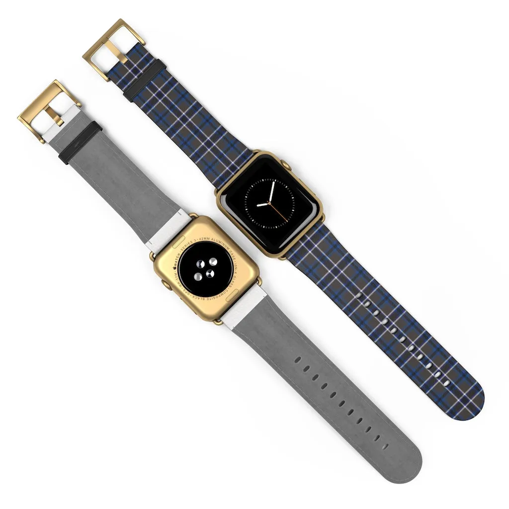 Grey Blue Tartan plaid Apple Watch Band