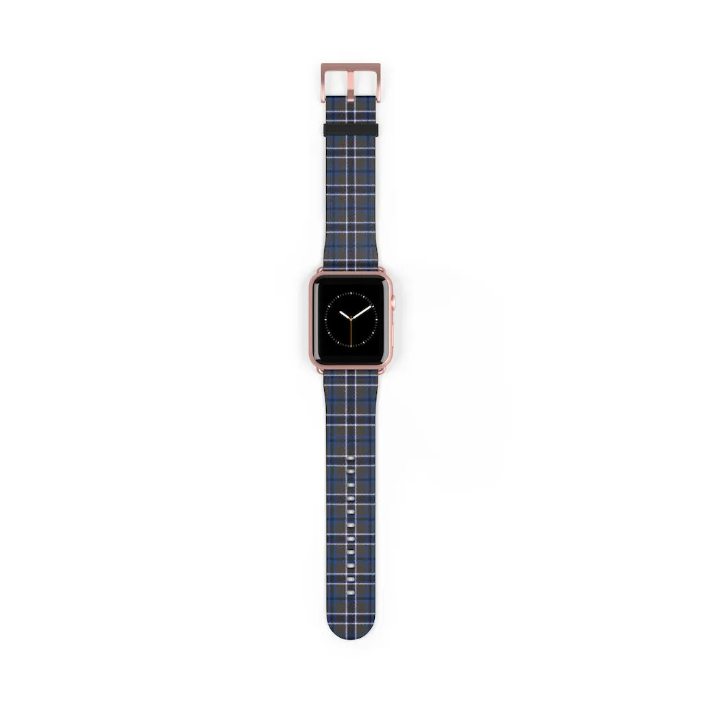 Grey Blue Tartan plaid Apple Watch Band
