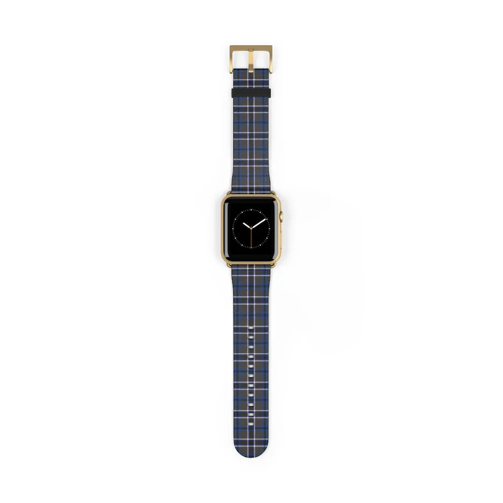 Grey Blue Tartan plaid Apple Watch Band