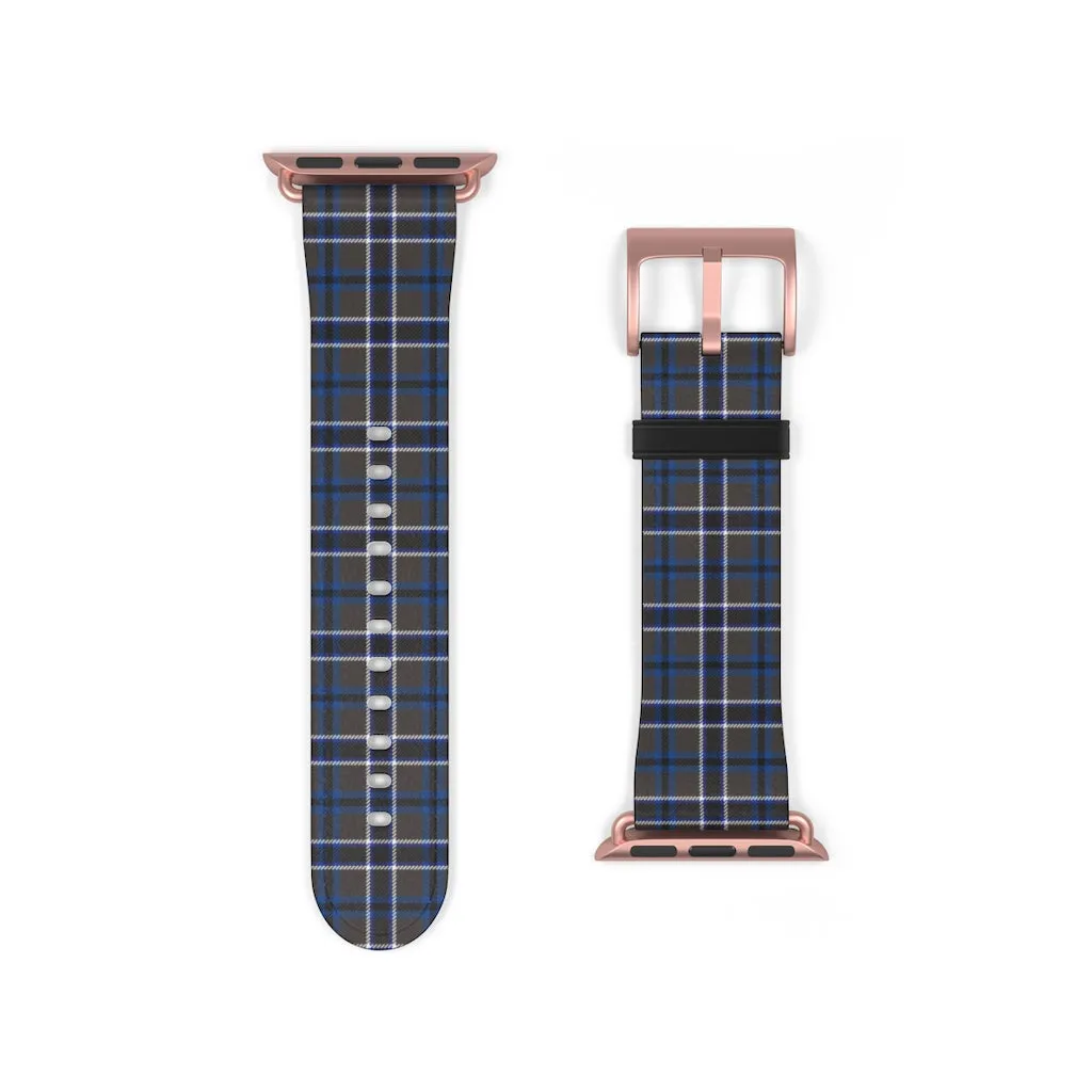 Grey Blue Tartan plaid Apple Watch Band