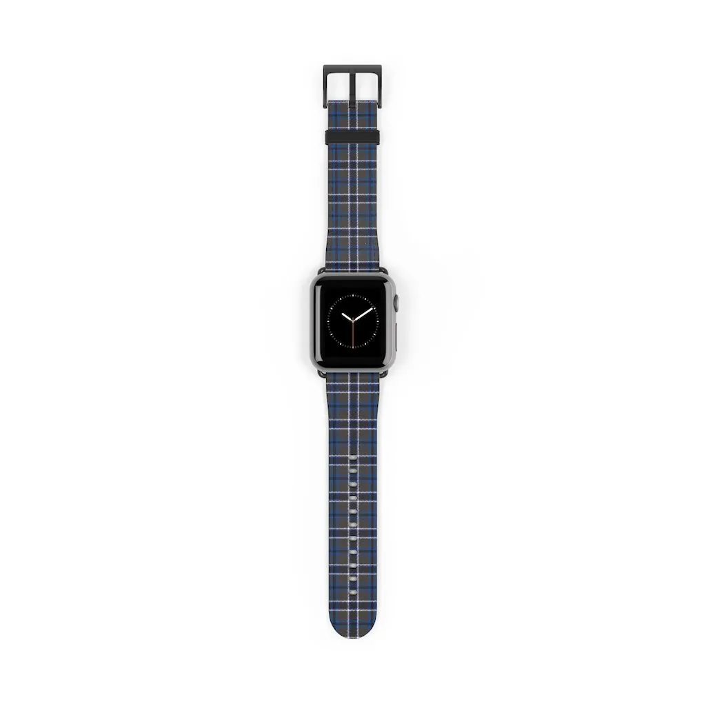 Grey Blue Tartan plaid Apple Watch Band