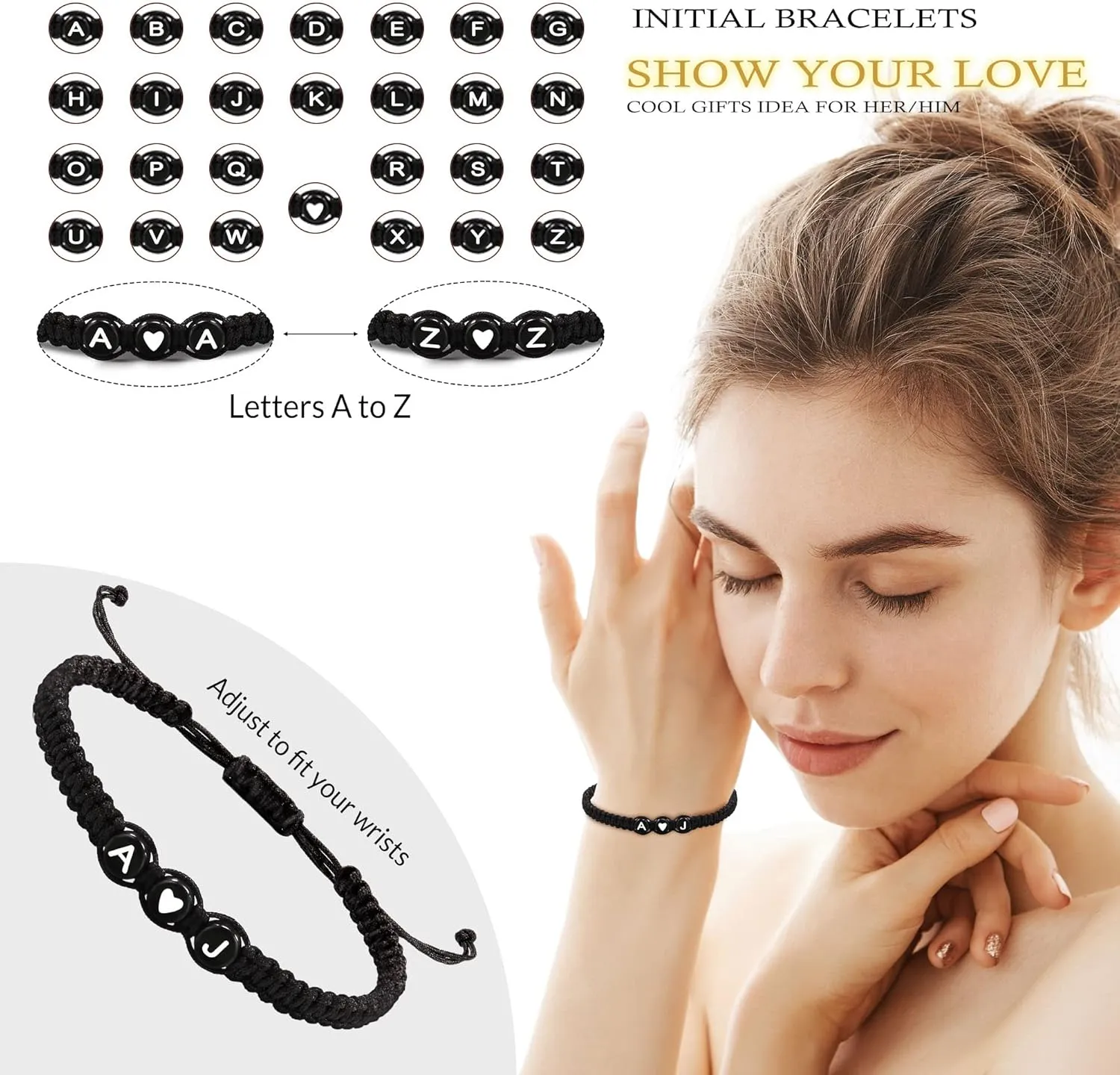 Initial Bracelets for Women Men's Bracelets Gifts for Girlfriend Boyfriend Letter Bracelets I Love You Gifts for Her Him Best Friend Birthday Gift Christmas Jewelry