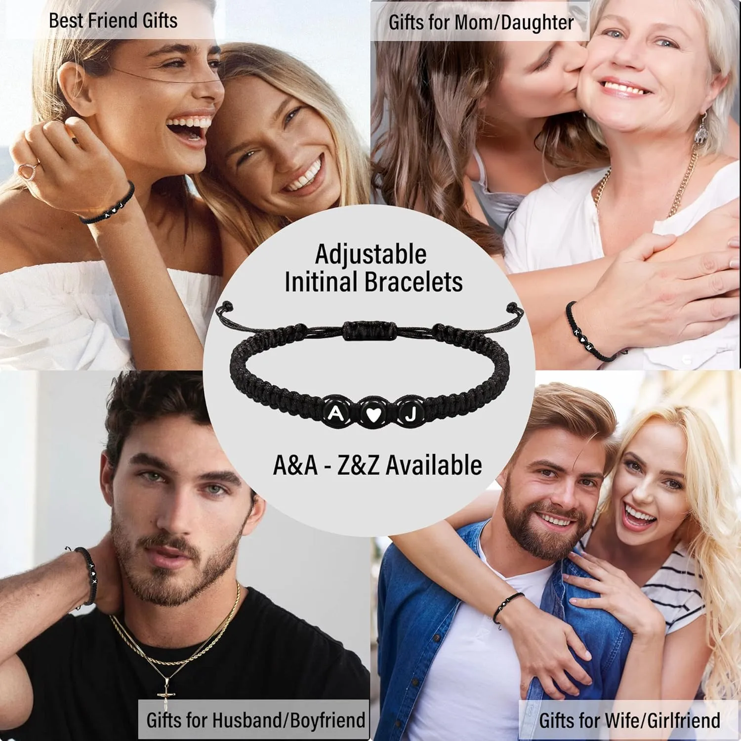 Initial Bracelets for Women Men's Bracelets Gifts for Girlfriend Boyfriend Letter Bracelets I Love You Gifts for Her Him Best Friend Birthday Gift Christmas Jewelry