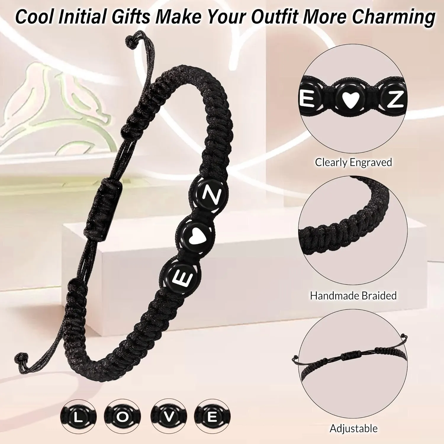 Initial Bracelets for Women Men's Bracelets Gifts for Girlfriend Boyfriend Letter Bracelets I Love You Gifts for Her Him Best Friend Birthday Gift Christmas Jewelry