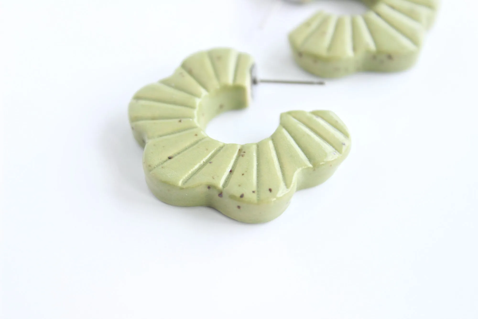 Large Sage Sunburst Flower Hoop Earrings