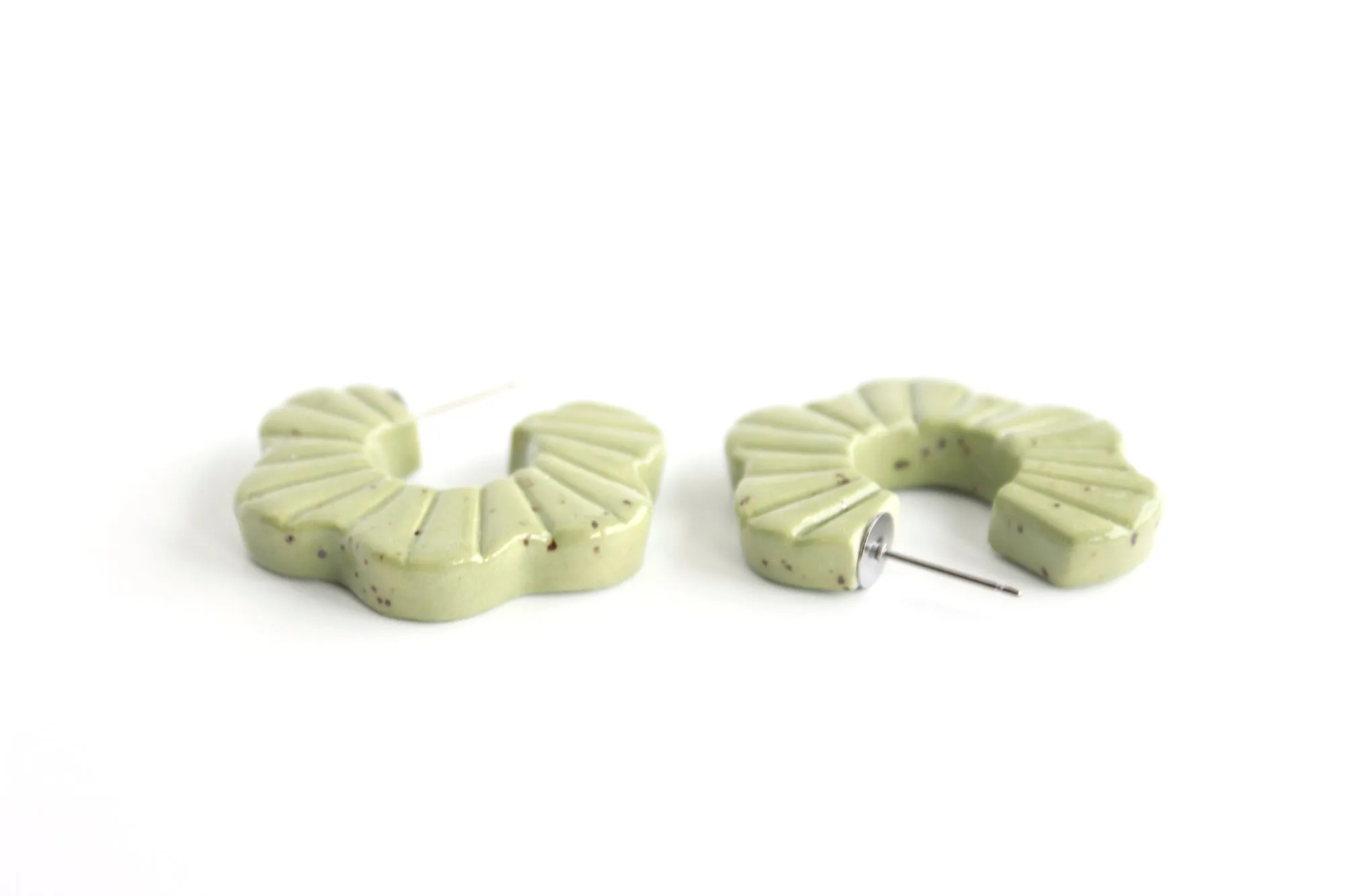 Large Sage Sunburst Flower Hoop Earrings