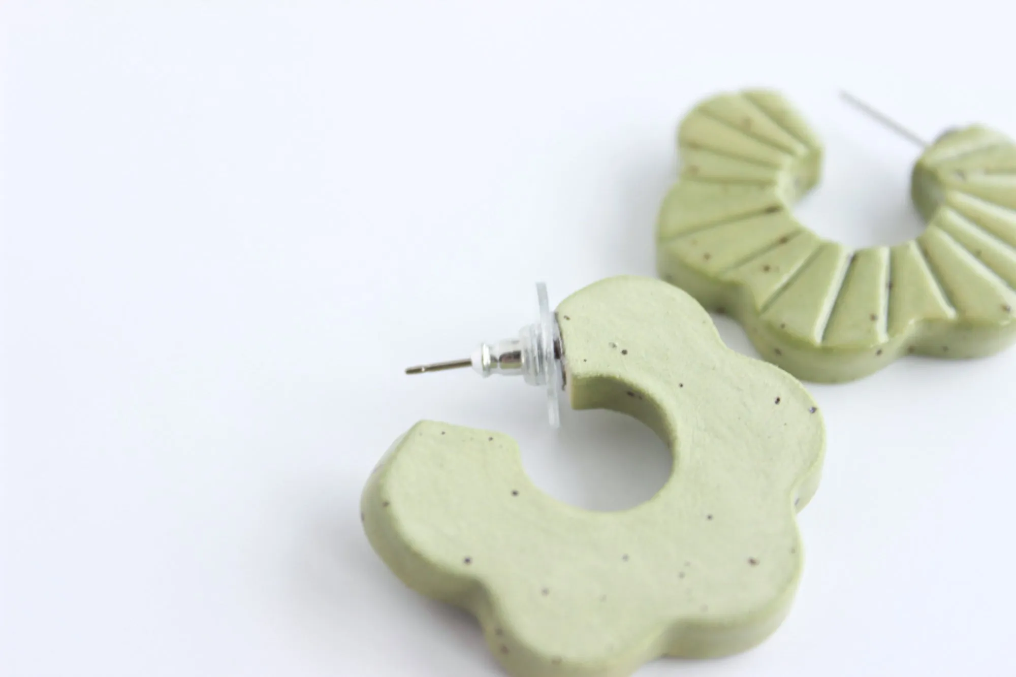 Large Sage Sunburst Flower Hoop Earrings