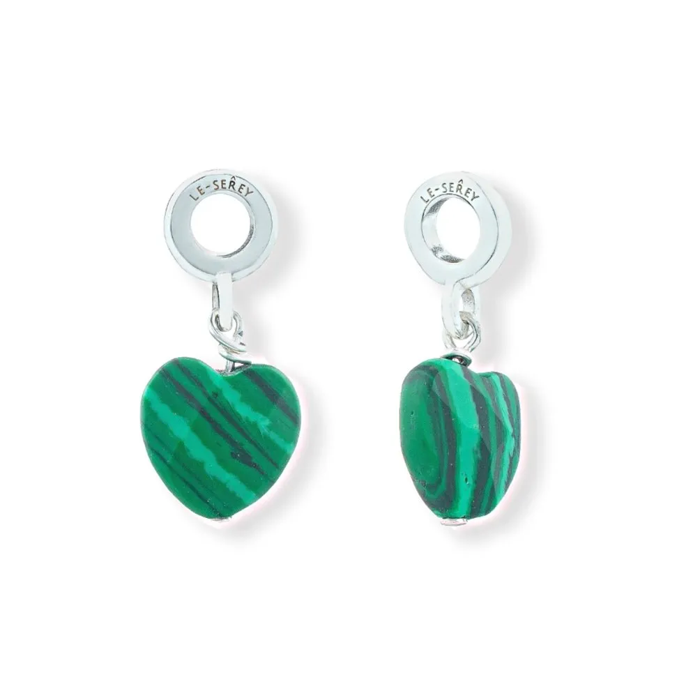 Malachite Heart Drop Charm
