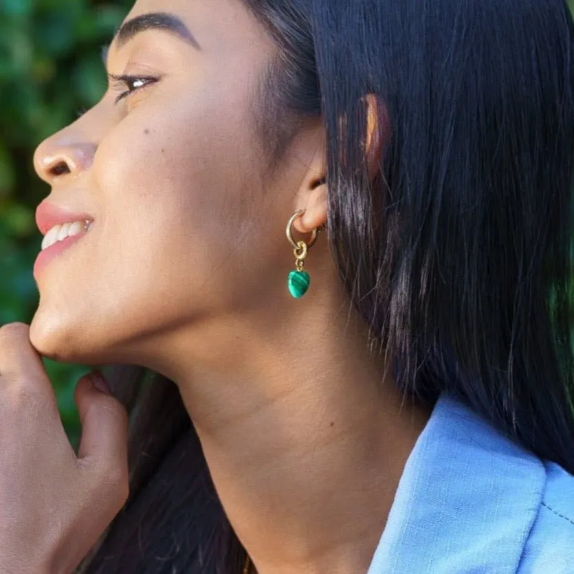 Malachite Heart Drop Charm