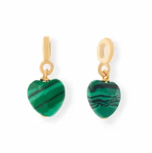 Malachite Heart Drop Charm